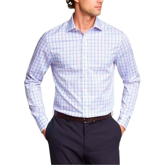 Sz S Egara Blue & Burgundy Men's Checkered Dress Shirt NWT $50 MSRP - Picture 1 of 12